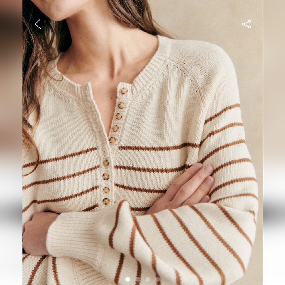Sezane Léontine Jumper Ecru / Camel - Size XS